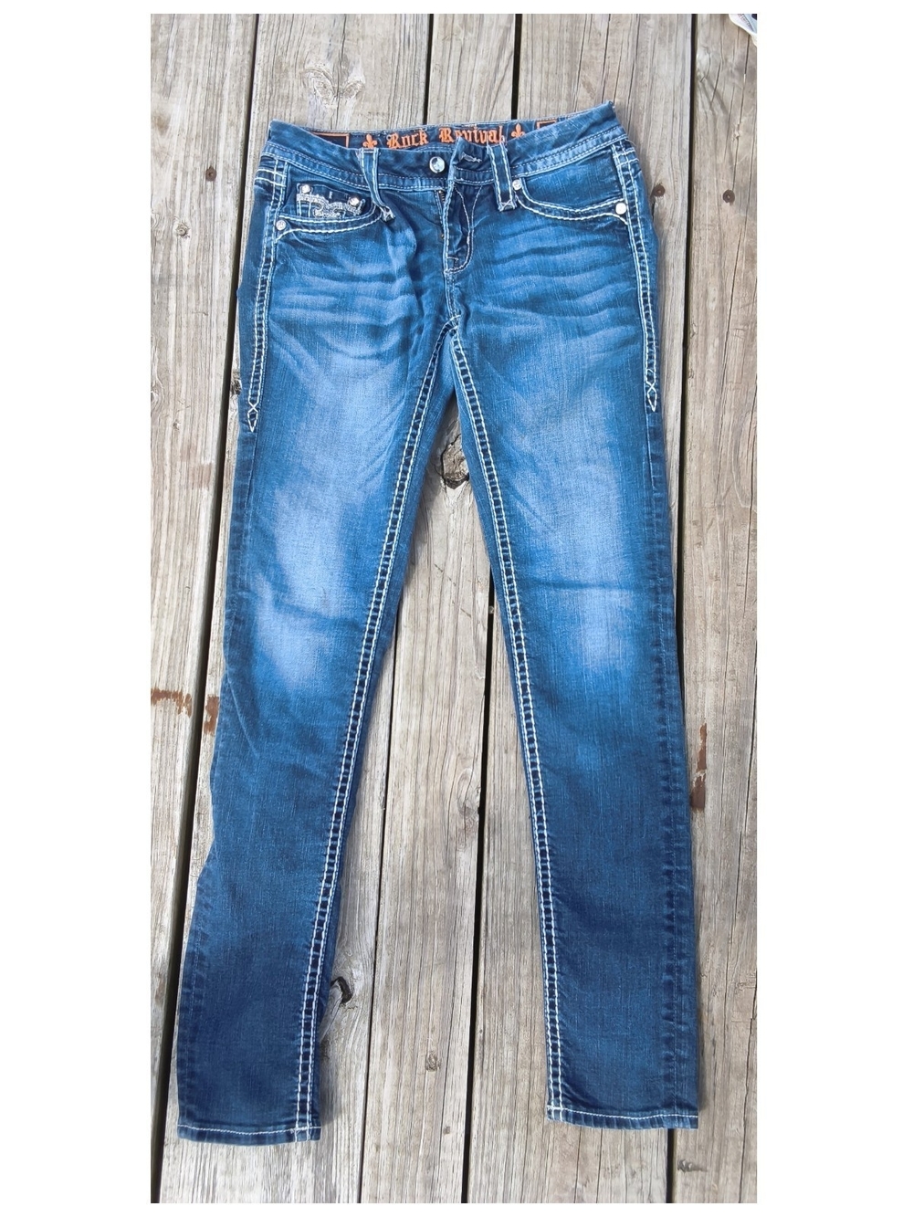 Rock Revival Blue Faded Stretch Skinny Jeans